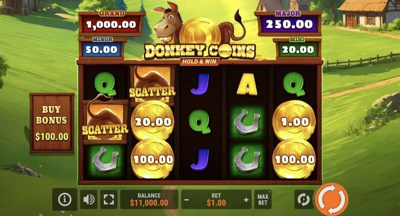 Donkey Coins Hold & Win - aðalskjár með hjólum